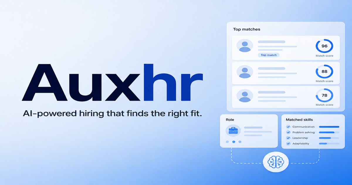 AuxHR marketing site for the AI recruitment platform